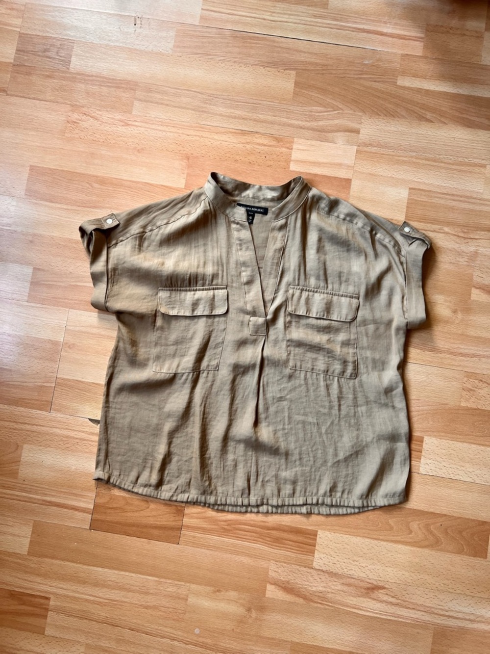 Banana Republic Short Sleeve Utility Blouse - Tan